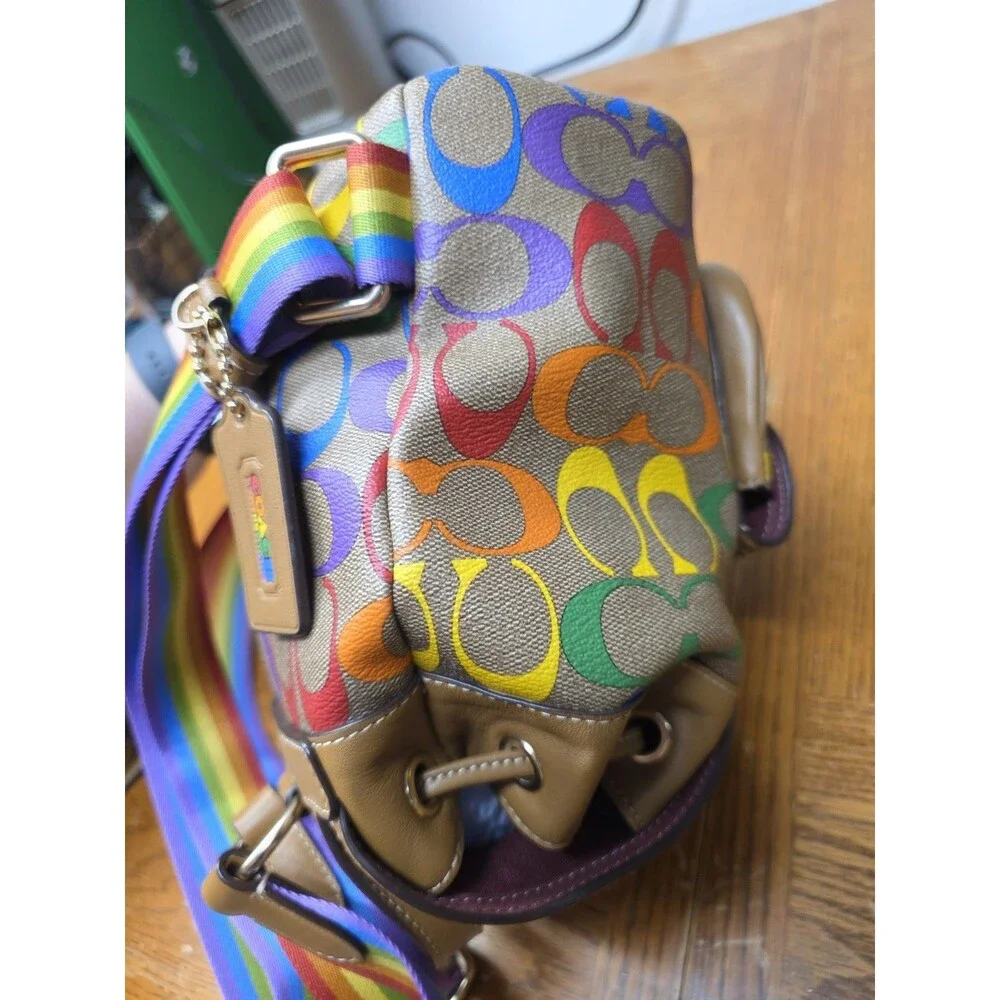 Coach Pennie Backpack 22 Rainbow Signature Mini Backpack Leather W/Wallet